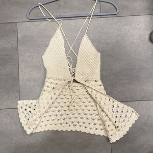 FINAL PRICE 💚SHEIN women’s size s cream crochet halter with front that ties